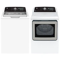 GE 5.3 Cu. Ft. Top Load Washer & 7.4 Cu. Ft. Electric Dryer - White