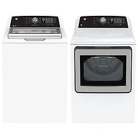 GE 5.3 Cu. Ft. Top Load Washer & 7.4 Cu. Ft. Gas Dryer - White