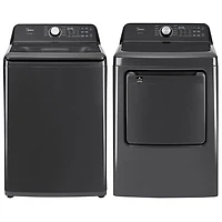 Midea 5.2 Cu. Ft. Top Load Agitator Washer & 7.0 Cu. Ft. Electric Dryer - Matte Black Stainless Steel/Metallic Grey