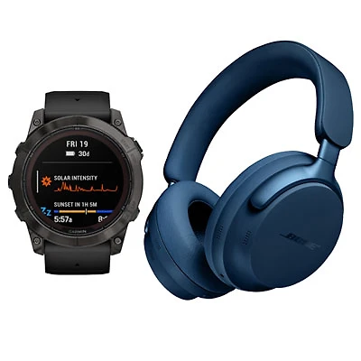 Garmin fēnix 7X Pro Sapphire Solar 51mm Smartwatch & Bose QuietComfort Ultra Over-Ear Headphones -Carbon Grey/Black/Lunar Blue
