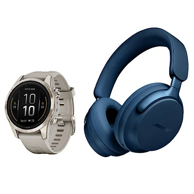 Garmin epix Pro (Gen 2) Sapphire Ed. 42mm Smartwatch & Bose QuietComfort Ultra Over-Ear Headphones -M/L -Light Sand/Lunar Blue