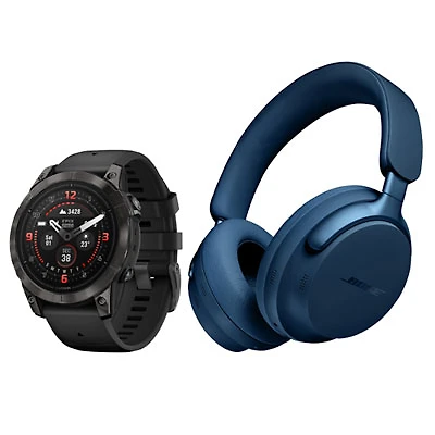 Garmin epix Pro (Gen 2) Sapphire Ed. 42mm Smartwatch & Bose QuietComfort Ultra Over-Ear Headphones -M/L -Black/Lunar Blue