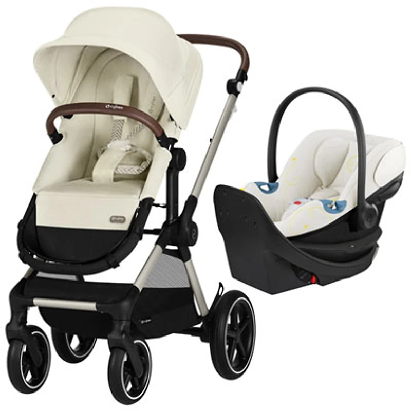 Cybex EOS Lux Convertible Stroller with Aton G Swivel Rear - Facing Infant Car Seat - Seashell Beige/Taupe