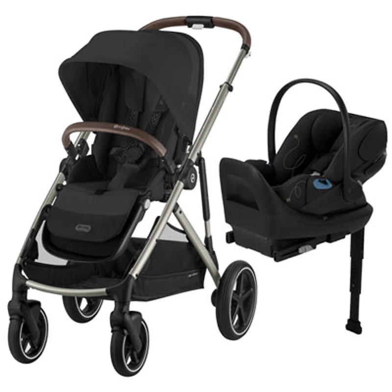 CYBEX Gazelle S Full-Size Convertible Stroller with Cloud G Rear - Facing Infant Car Seat - Taupe/Moon Black