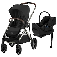 CYBEX Gazelle S Full-Size Convertible Stroller with Cloud G Rear - Facing Infant Car Seat - Taupe/Moon Black