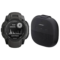 Garmin Instinct 2X Solar 53mm Bluetooth Mutlisport Smartwatch & Bose SoundLink Micro Bluetooth Wireless Speaker -Graphite/Black