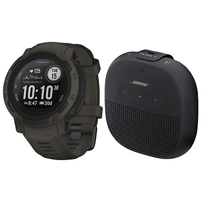 Garmin Instinct 2 45mm Bluetooth Multisport Smartwatch & Bose SoundLink Micro Bluetooth Wireless Speaker- Graphite/Black