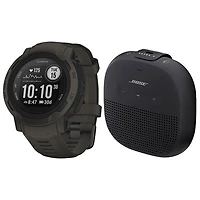 Garmin Instinct 2 45mm Bluetooth Multisport Smartwatch & Bose SoundLink Micro Bluetooth Wireless Speaker- Graphite/Black
