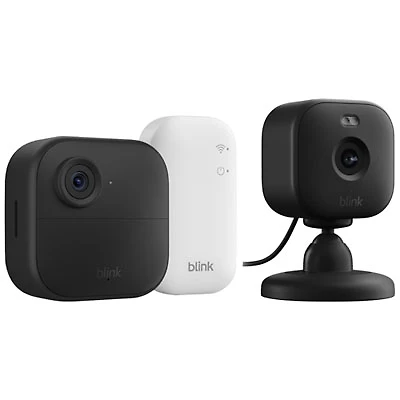 Blink Outdoor 4 Wire-Free 1080p Full HD IP Security Camera System w/ Sync Module Core & Mini 2 1080p HD IP Camera