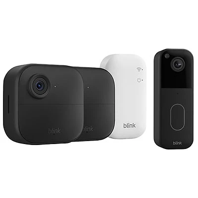 Blink Outdoor 4 Wire-Free IP Security Camera System with Sync Module Core (2 Pack) & Wi-Fi Video Doorbell