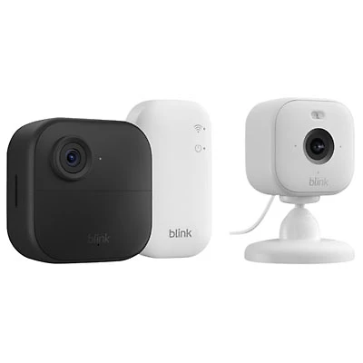 Blink Outdoor 4 Wire-Free IP Security Camera System with Sync Module Core & Mini 2 Wi-Fi Indoor/Outdoor IP Camera