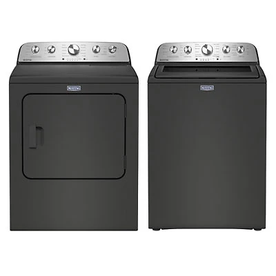 Maytag 5.5 Cu. Ft. High Efficiency Top Load Washer & Pet Pro 7.0 Cu. Ft. Gas Steam Dryer - Volcano Black