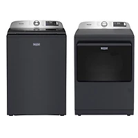 Maytag 6.0 Cu. Ft. High Efficiency Top Load Washer & Pet Pro 7.4 Cu. Ft. Electric Steam Dryer - Midnight Steel