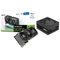 PNY GeForce RTX 5070 Ti OC Triple Fan 16GB GDDR7 Video Card with 850-Watt ATX Fully Modular Power Supply