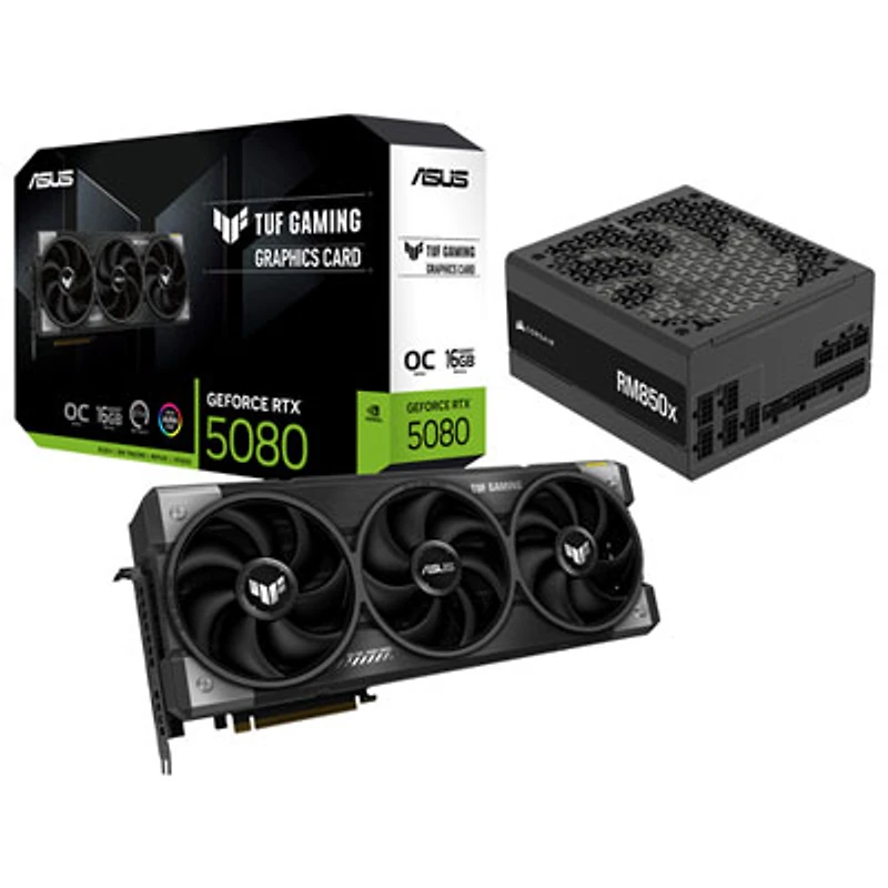 ASUS TUF Gaming GeForce RTX 5080 OC Edition 16GB GDDR7 Video Card with 850-Watt ATX Fully Modular Power Supply