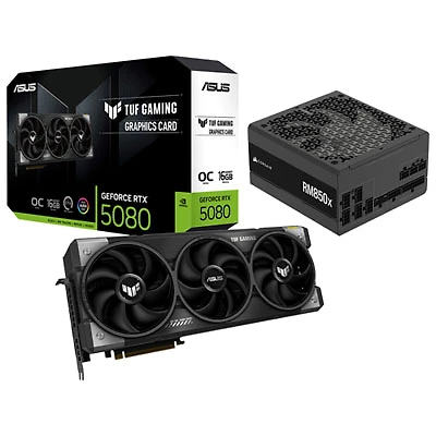 ASUS TUF Gaming GeForce RTX 5080 OC Edition 16GB GDDR7 Video Card with 850-Watt ATX Fully Modular Power Supply