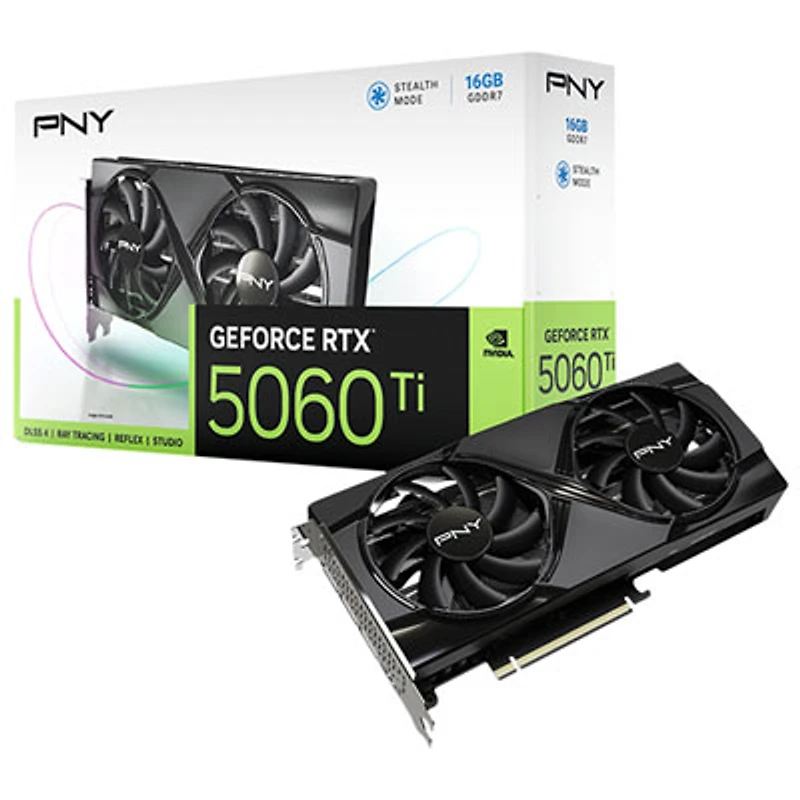 PNY GeForce RTX5060 Ti OC Dual-Fan16GB GDDR7 Video Card with 850-Watt ATX Modular Power Supply