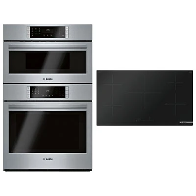 Bosch 30" Self-Clean True Convection Electric Combination Wall Oven & 36" 5-Element Induction Cooktop