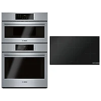 Bosch 30" Self-Clean True Convection Electric Combination Wall Oven & 36" 5-Element Induction Cooktop