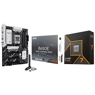 AMD Ryzen 7 9700X 8-Core 5.5GHz AM5 Processor with ASUS B650E MAX Gaming Wi-Fi AMD AM5 DDR5 Motherboard