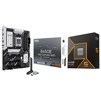 AMD Ryzen 5 9600X 6-Core 5.4GHz AM5 Processor with ASUS B650E MAX Gaming Wi-Fi AMD AM5 DDR5 Motherboard