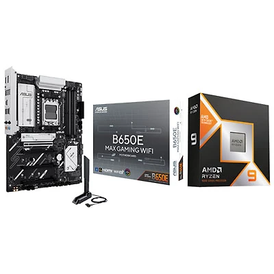 AMD Ryzen 9 9950X3D 16-Core AM5 Processor with ASUS B650E MAX Gaming Wi-Fi AMD AM5 DDR5 Motherboard