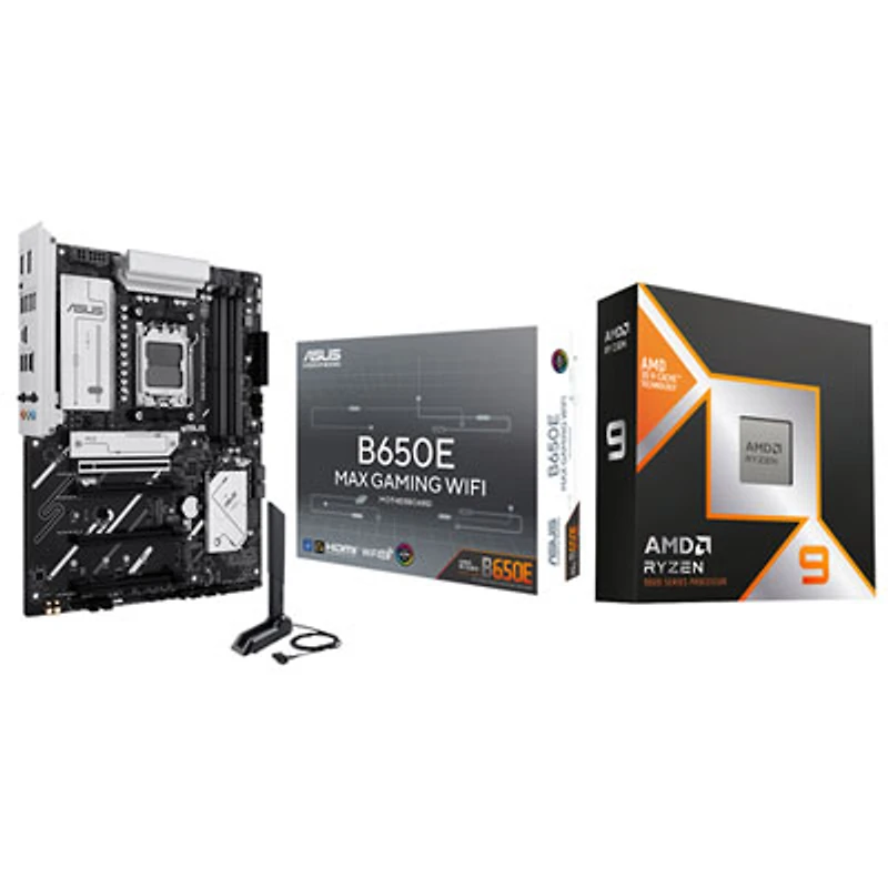 AMD Ryzen 9 9900X3D 12-Core AM5 Processor with ASUS B650E MAX Gaming Wi-Fi AMD AM5 DDR5 Motherboard