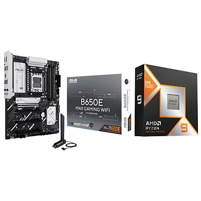 AMD Ryzen 9 9900X3D 12-Core AM5 Processor with ASUS B650E MAX Gaming Wi-Fi AMD AM5 DDR5 Motherboard