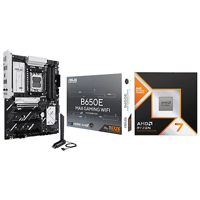 AMD Ryzen 7 9800X3D 8-Core 5.2GHz AM5 Processor with ASUS B650E MAX Gaming Wi-Fi AMD AM5 DDR5 Motherboard