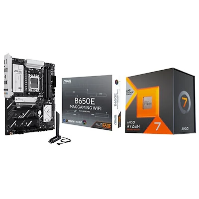 AMD Ryzen 7 7800X3D 8-Core 4.2GHz AM5 Processor with ASUS B650E MAX Gaming Wi-Fi AMD AM5 DDR5 Motherboard