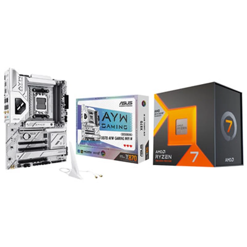 AMD Ryzen 7 7800X3D 8-Core 4.2GHz AM5 Processor with ASUS X870 AYW Gaming Wi-Fi 6 AM5 DDR5 Motherboard