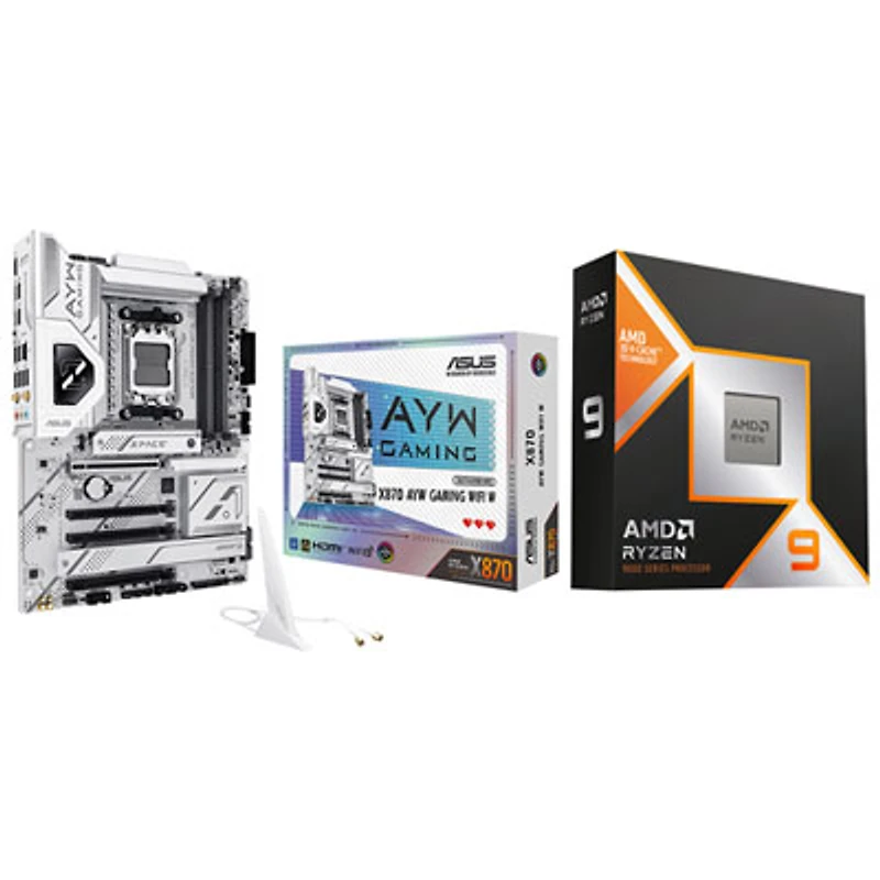 AMD Ryzen 9 9950X3D 16-Core 5.7GHz AM5 Processor with ASUS X870 AYW Gaming Wi-Fi 6 AM5 DDR5 Motherboard