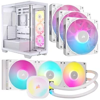 Corsair iCUE LINK Titan RX RGB 360mm Liquid CPU Cooling System w/ PWM Triple Case Fans & ATX Computer Case - White