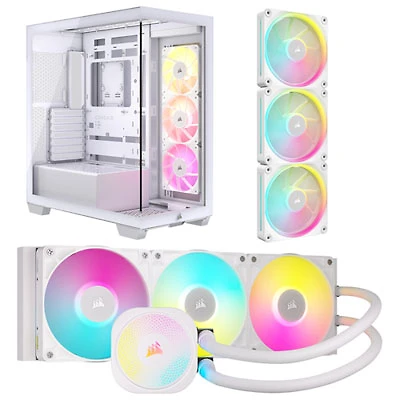 Corsair iCUE LINK Titan RX RGB 360mm Liquid CPU Cooling System w/ Triple Fans Starter Kit & ARGB ATX Computer Case