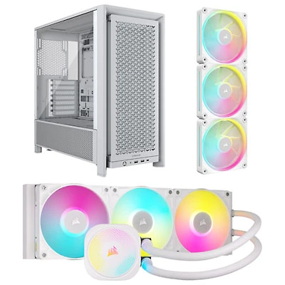Corsair iCUE LINK Titan RX RGB 360mm Liquid CPU Cooling System w/ Triple Fans Starter Kit & ATX Computer Case