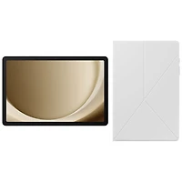 Samsung Galaxy Tab A9+ (Plus) 11" 64GB Android Tablet w/Qualcomm SM6375 Processor & Book Cover Case - Mystic Silver/White
