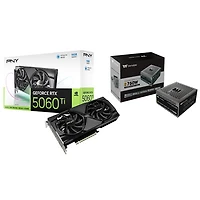 PNY GeForce RTX5060 Ti OC Dual-Fan16GB GDDR7 Video Card with 750W ATX Modular Power Supply