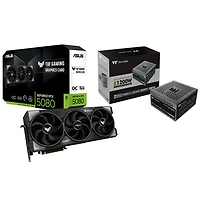 ASUS TUF Gaming GeForce RTX 5080 OC Edition 16GB GDDR7 Video Card with 1200W ATX Modular Power Supply