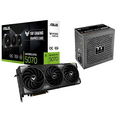 ASUS TUF Gaming GeForce RTX 5070 OC 12GB GDDR7 Video Card with 850W ATX3.1 Semi-Modular Power Supply