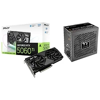 PNY GeForce RTX5060 Ti OC Dual-Fan16GB GDDR7 Video Card with 750W ATX3.1 Semi-Modular Power Supply
