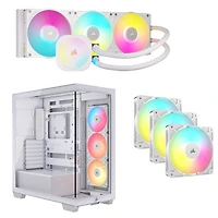 Corsair iCUE LINK Titan RX RGB 360mm Liquid CPU Cooling System w/ ATX Computer Case & 120mm PWM Triple Case Fan Kit - White