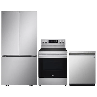 LG 33" Cu. Ft. -door French Door Refrigerator; Electric Air Fry Range; Dishwasher