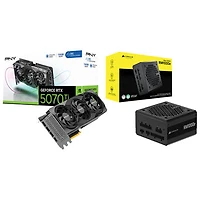 PNY GeForce RTX 5070 Ti OC Triple Fan 16GB GDDR7 Video Card with 1000-Watt ATX Modular Power Supply