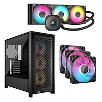 Corsair Nautilus 360 RS ARGB Liquid CPU Cooling System w/ Mid-Tower ATX Computer Case & 3-Pack 120mm PWM Case Fans -Black