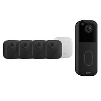 Blink Outdoor 4 Wire-Free 1080p Full HD IP Security Camera System (4 Pack) & 1440p Wi-Fi Video Doorbell