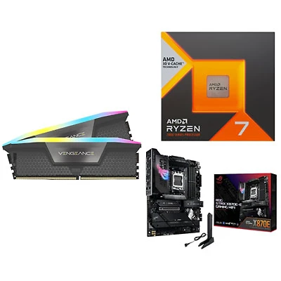 Corsair Vengeance RGB 64GB DDR5 6000MHz Desktop Memory w/ ASUS ROG Strix Gaming Motherboard & AMD Ryzen 7 7800X3D Processor