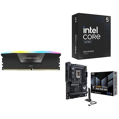Corsair Vengeance RGB DDR5 64GB 6400MHz Desktop Memory w/ Asus TUF GAMING Motherboard & Intel Core Ultra 5-245K Processor