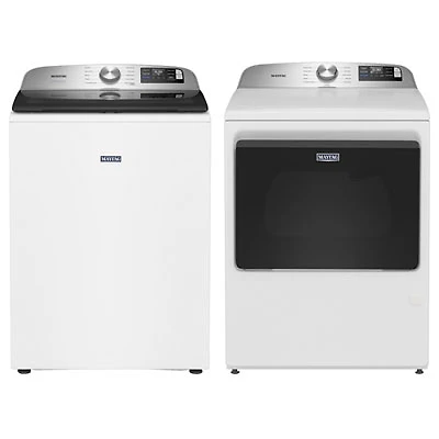 Maytag 6.0 Cu. Ft. High Efficiency Top Load Washer & 7.4 Cu. Ft. Gas Steam Dryer - White