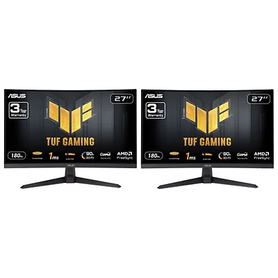 ASUS TUF 27" FHD Curved VA LED FreeSync Gaming Monitors - Pair - Black
