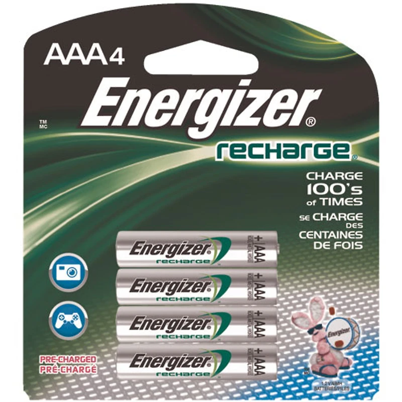 Paquet de 4 piles rechargeables AAA NiMH Recharge PowerPlus NH12BP4 d'Energizer
